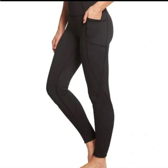 Free People Movement Time Is Now Smocked Leggings, Black, Size Small - Picture 1 of 10
